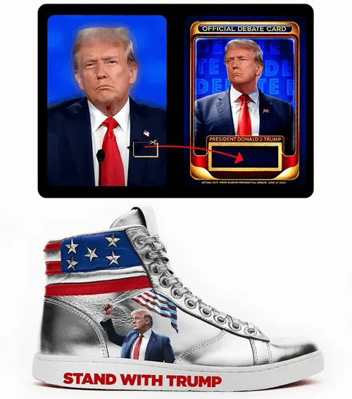 debate card and sneakers